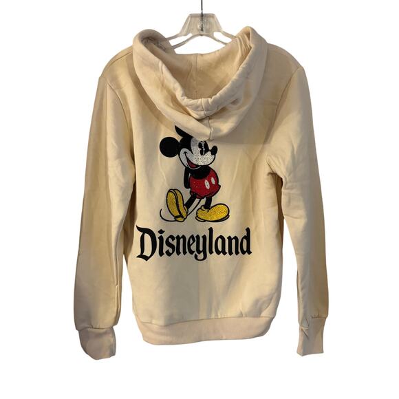 Disney Sweaters - Rhinestone Mickey Mouse Disneyland Park Zip Up Hoodie Beige S Sweatshirt NWOT
